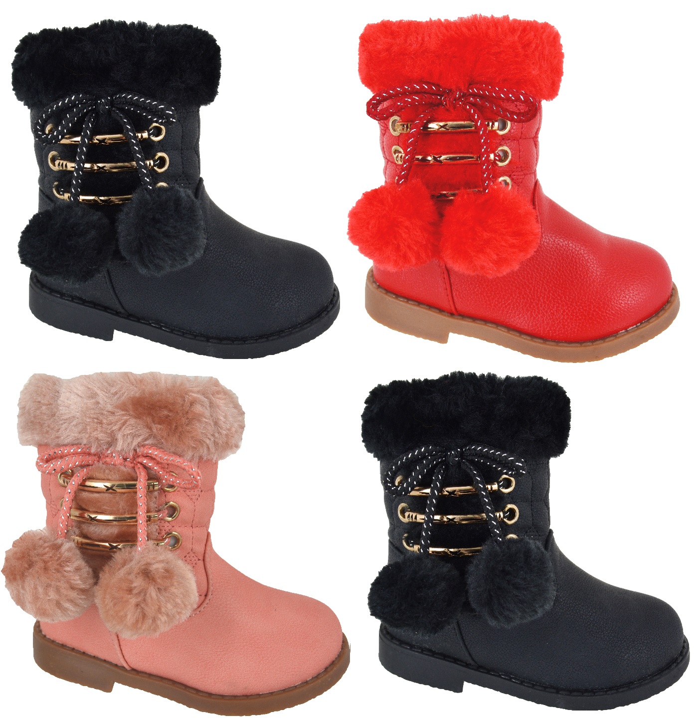 KIDS BABIES GIRLS TOODLERS ANKLE GRIP SOLE BOOTS WARM WINTER BABY BOOT